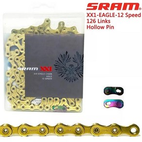 SRAM MTB 로드 바이크 체인 12 단 XX1 이글 126 링크 골드 파워락 로드 바이크 체인, 1개, 1) XX1 12S Gold