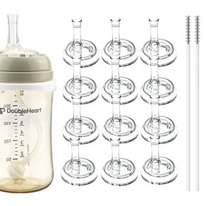 순수아 더블하트 젖병 호환 교체용 리필 추 빨대, 꼭지12개+솔2개, 1개