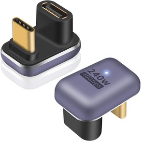 USB 4.0 C타입 PD 240W 40Gbps 썬더볼트 각도 변환 꺾임 젠더 90도 180도 L형 U형 T형, 2개