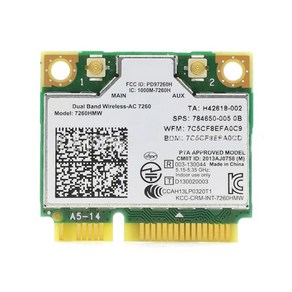 하프 미니 PCI-E 네트워크 카드 블루투스 호환 4.0 와이파이 어댑터 1200Mbps 듀얼 밴드 2.4/5Ghz 7260 AC 7260 AC 7260HMW, 한개옵션0, 한개옵션1