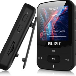 RUIZU X52 스포츠 블루투스 MP3 플레이어 휴대용 클립 미니 뮤직 워크맨 화면 지지대 FM 녹음 시계 만보기 라디오, 1.Black-Blutooth - 8GB, 없음