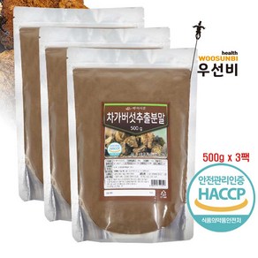 백세식품 차가버섯 추출분말 가루, 3개, 500g