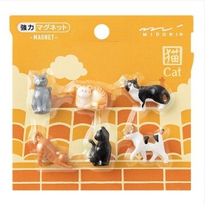 [곱하기] 일본 직수입 미도리 미니 마그넷 6P (고양이) 냉장고 자석 귀여운 세트, 6p(세트)