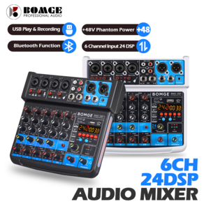 BOMGE Newest Wireless 6 Channel 24 DSP USB Audio Mixer Interface Portable Mixing Console Sound Card