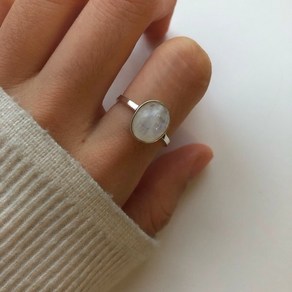 문스톤 로즈쿼츠 천연원석 스노우볼 반지 Moonstone Rose Quatz Snowball Ring (silve 925 x gemstone)