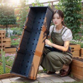아이셀로 플랜트박스 텃밭 화분 상자, 1세트, 브라운