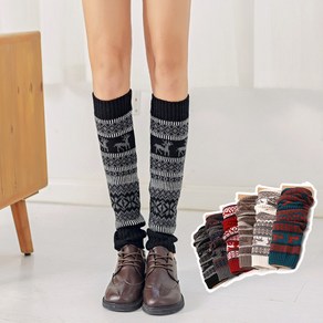 컬러 패턴 사슴 무늬 골지 레그 워머 칼라 패션 발목 다리 토시 필라테스 요가 발레 레그 삭스