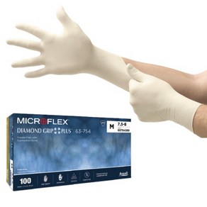 안셀 라텍스 장갑 MF 다이아몬드그립 플러스 10인치 6.5g, M, 아이보리, 1개