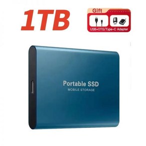 2024 외장 하드 드라이브 1TB 스토리지 드라이브 미니 솔리드 스테이트 SSD USB3.1 HDD 2TB 휴대용 외장 HD 하드 디스크 맥휴대폰용 신제품, Blue 1TB