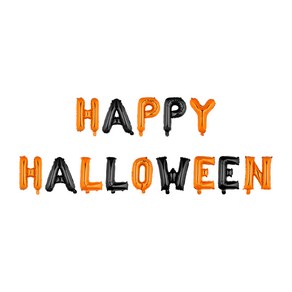 아트포유 할로윈 풍선 세트 꾸미기 파티 용품 HAPPY HALLOWEEN, 1개, 블랙 + 오렌지