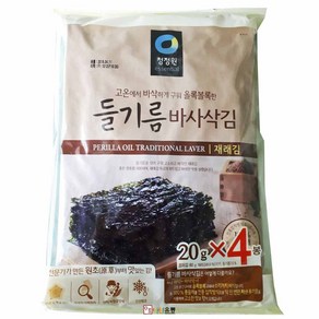 청정원 들기름바사삭김(재래김) 20g x 4봉 /, 1개, 1