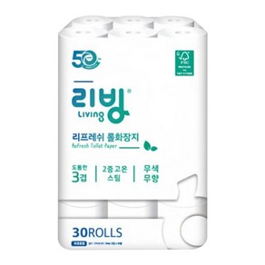 삼정펄프 리빙 리프레쉬 27m 3겹, 30롤, 1개