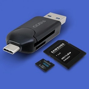 코시 타입C USB3.0 OTG 멀티 카드리더기 SD카드 MiCROSD카드 스마트폰 네비게이션 블랙박스 메모리 PC, 블랙, CR3440C, 1개