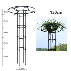 정원 아치 원형 격자 블랙 스틸 프레임 타워 수직 등반 식물, [03] 150CM, 3) 150CM
