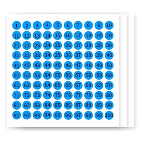 베러워커스 원형 숫자 라벨 스티커 견출지 1-100, 블루, 3개