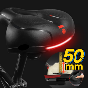 [공식 판매처] SR 서포트 스프링 50mm쿠션 자전거 안장, 1개, 블랙+레드