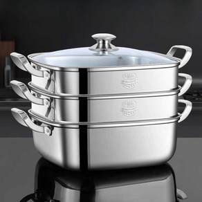 스텐 사각 찜기 찜솥 스텐사각찜기 딤섬 대형 찜통 스틸 업소용, 단층 304 스테인리스 30cm, 1개