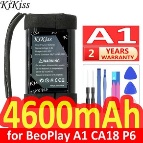 Kikiss 배터리 뱅앤올룹슨 베오플레이 A1 CA18 P6 용 4600mAh, 1개, 1개입