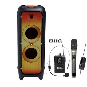 JBL 파티박스1000 대형 블루투스 스피커 + 무선마이크2개포함 (BIK Pro50) 핸드+헤드