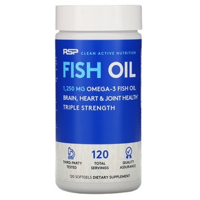 RSP Nutition Fish Oil 1250mg Omega3 알에스피 뉴트리션 피쉬오일 오메가3 120캡슐 2팩, 2개, 120정