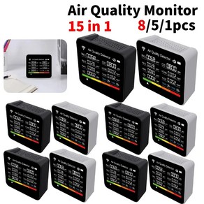 공기질측정기 실내 이산화탄소측정기 투야 대기질 온도 습도 CO2 계량기 시간 TVOC HCHO PM2.5 PM1.0 15 in 1, 1개, 3.3 in 1 White