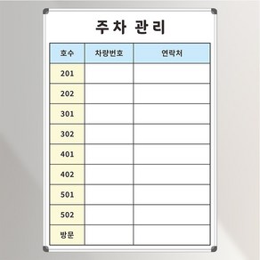 주차현황판 500x700 입주민 차량관리 화이트보드 주문제작, 일반형(알자석부착 불가), 블랙프레임