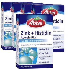 독일 압타이 Abtei Zinc + Histidine 아연 + 히스티딘 디펜스 플러스, 5개, 30정