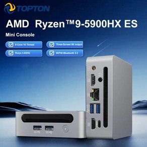 미니 컴퓨터 게이밍 PC 데스크탑 2024 저렴한 AMD Ryzen 9 5900HX ES 5800H 윈도우 11 DDR4 3200MHz NVMe SSD 게이머 사무실 3x4K HT, 없음, 없음, 2) No Ram No Stoage  Ryzen 7