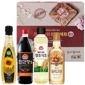 프리미엄 오일 선물세트 4종 해바라기유500ml+진간장500ml+양조식초500ml+요리 올리고당500g, 프리미엄 오일 선물세트 4종_A타입, 1개, 500ml