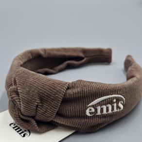 EMIS 이미스머리띠 코듀로이 크로스 헤어밴드 브라운 국내매장판