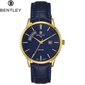 [Bentley 벤틀리] 가죽 스트랩과 긁힘 방지 유리가 장착된 Bentley BL1864 BL1864-10 BL1864-10MKNN 남성용 시계