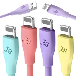 아이엔조이 마카롱 고속 충전 USB 아이폰 케이블 4개입, 2m, 1세트, 혼합색