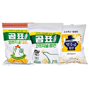 곰표 콜라보 오리지널 팝콘 x 나쵸 세트 곰표과자, 곰표팝콘 x 곰표나쵸 x 맛소금 각 1개씩 총 3개, 1개