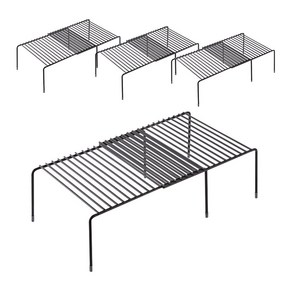 파인키 주방 길이 조절 접시 정리대, 블랙, 4개