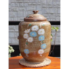 쌀항아리 쌀독 10KG 국화 그림 도자기 쌀통, 항아리 구매, 1개