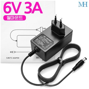 명호전자 6V3A 아답터 2A호환 벽걸이형(MH0630) DC 6V 3A 어댑터, 6V3A 아답터(벽/2A호환)+젠더3종세트, 1개