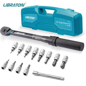 LIBRATON 자전거 토크 렌치 마이크로 드라이브 클릭 세트 육각 소켓 확장 바 1/4 525NM 0.1NM, Toque Wench 14Pcs, 1개