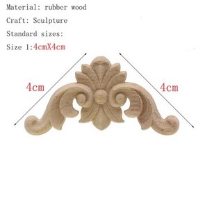 빈티지소품 엔틱오브제 고급 독특하고 자연스러운 꽃무늬 나무 조각된 인형 공예 코너 아플리케 프레임 벽 문 가구 목각 장식 1 개, 1) 4cmX4cm