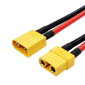 XT-90 커넥터 실리콘 케이블 (10AWG) 10cm, XT-90 케이블(암), 1개, 단색