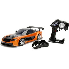 드리프트c카 경주용 핸드 미니 주행 원격 Jada Toys Fast Fugous Han의 마쓰다 RX7 드리프트 RC 카 1 10 Scale 2.4Ghz 리모컨 주황색 블랙, 1개