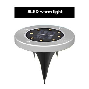 태양열 매장 LED 방수 스테인리스 스틸 그라운드 잔디 조명 야외 조명 빌라 정원 조명 홈 장식, 8LEDwam 빛, 1개