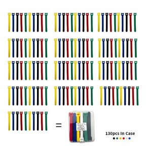드림엑시트 벨크로 타이 벨크로 찍찍이 벨크로 테이프 케이블 타이 전선 정리 정돈 6종 색상 130개, 혼합색상, 1개
