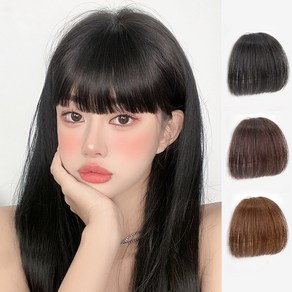 HAIRCUBE 만화 스타일 시스루 뱅 앞머리 인모 붙임 부분가발 10cm