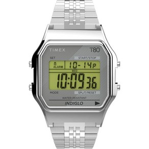 Timex T80 손목시계 34mm 실버 톤 스테인리스스틸 밴드