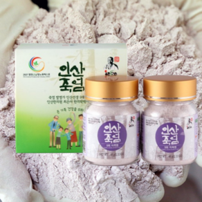 인산죽염 9회 자죽염 고체 60g 선물세트 + 휴대용 죽염통 2개 증정, 분말 60g 2개