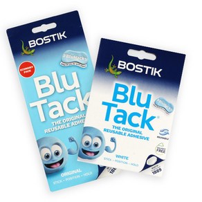 [블루택] 블루 90g + 화이트 blutack 무독성 접착제 재사용 점착제 찰흙대용 블루텍 점토 놀이 소품고정 풀 테이프 대용, (블루90g + 화이트), 1세트