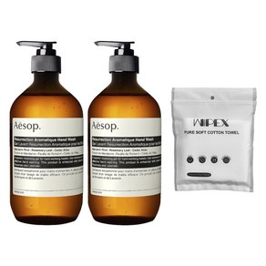 이솝 레저렉션 아로마틱 핸드 워시 500ml 2개 + wipex 퓨어 소프트 코튼 타월 6개입, 1세트