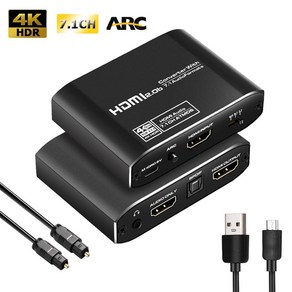 오디오 스피커 분배기 셀렉터 4K 60Hz HDMI 추출기 변환기 광학 Toslink SPDIF 파이어 스틱용 3.5mm 스, 2 Gen, 한개옵션0