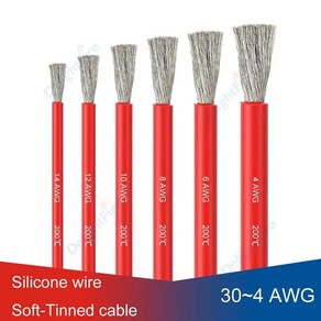 4AWG AWG 블랙 6 16 와이어 8 10AWG 18 8AWG 14 자동차 10 12 배터리 레드 전기 인버터 유연한 6AWG 실리콘 케이블 12AWG, 1) Black and Red  1m30AWG, 1개