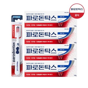 파로돈탁스 쿨링민트 치약 100g 4p + 검앤티스 칫솔 세트, 1개